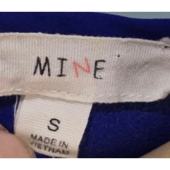 MINE Blue Roll Tab Blouse Small - Picture 5 of 6